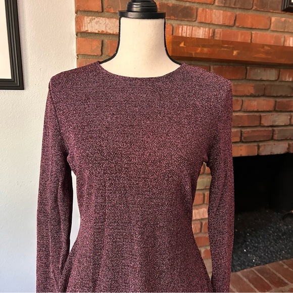 Reformation Riley Long Sleeve Mini Dress in Purple Metallic Sz L - Picture 4 of 9